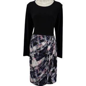 DKNY Donna Karen New York Long Sleeve Stretch Knee Length Print Dress sz M